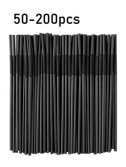 50/100pcs Black Soft Straws, Suitable For Coffee, Juice, Milkshake, Smoothie, Bubble Tea And Other Beverages. Also Applicable For Home, Office, Cafe, Dessert Shop, Bar, Club And Restaurant. Ideal Beverage Accessory For Weddings, Parties, Holidays And Other Occasions