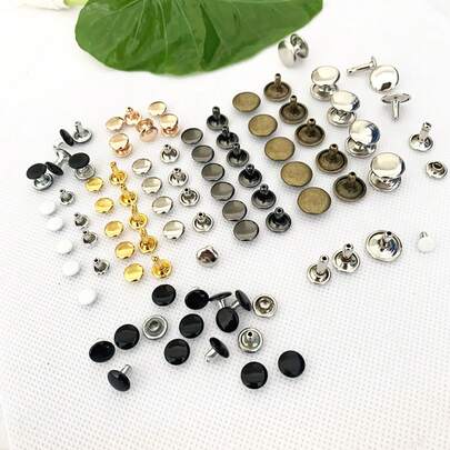 SinHo 100套双头皮革铆钉，6x8mm圆头管状金属铆钉，皮革工艺铆钉，适用于织物腰带、宠物项圈、靴子、包袋的维修和装饰