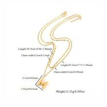 2pcs/Set New Bubble Letter Pendant Stainless Steel Lip Chain Necklace Set For Women - Yellow Gold - View 2