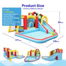 ✨Cool Summer Day|7 In 1 Inflatable Slide Water Park Bouncing House Outdoor Soccer Garden Bouncer With Splash Pool & Water Gun & Climbing Wall & Basketball & Football |Water Slide|Birthday Party Gifts(2026 Enhanced Design)|Suitable For Indoor And Outdoor Activities|Christmas & Halloween Gift|Newly Upgraded Thickened Edition|Suitable For Indoor And Outdoor Activities|Limited Quantity|Slide For Kids Ages 3+ | Party Favors For Kids Boys And Girls |Children's Day Gift| Heartwarming Thanksgiving Gift|Christmas Eve|New Year's Eve|Made Me Buy It: Must-Haves To Stock Up On|Home Essentials From You NEED|Summer Home✨ - 藍色 - 查看 8