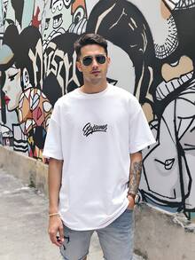 Handwritten Cursive Letter 2026 Gothic Minimalist Streetwear Vintage Y2K  Oversized Loose Fit White Short Sleeve-Shirt, Casual Tee Men & Women, S-3XL, Birthday/Mother's Day/Father's Day, Local - 白色 - 查看 4