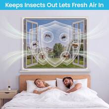 Adjustable Magnetic Fly Screen Window, Insect Mesh With Full Frame, 120*130cm/120*190cm/130*150cm/150*180cm, Tear-Resistant Mosquito Net For All Windows Easy Installation - White 120*130cm - View 5