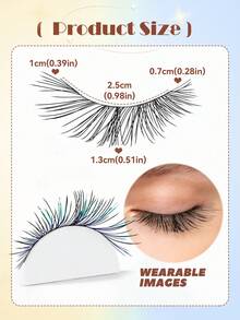MAANGE 5 Pairs Shimmering Ombre Transparent Stem False Eyelashes, Soft Cartoon Lashes, Innocent Lively Anime Eye Makeup Lashes, Cat Eye Lashes, Summer Fresh Soft Lashes, Reusable Colored Strip Lashes Suitable For Daily Wear, Party, Concert, Cosplay And Holiday Makeup, Summer Anime Style Lashes - Multicolor - View 6