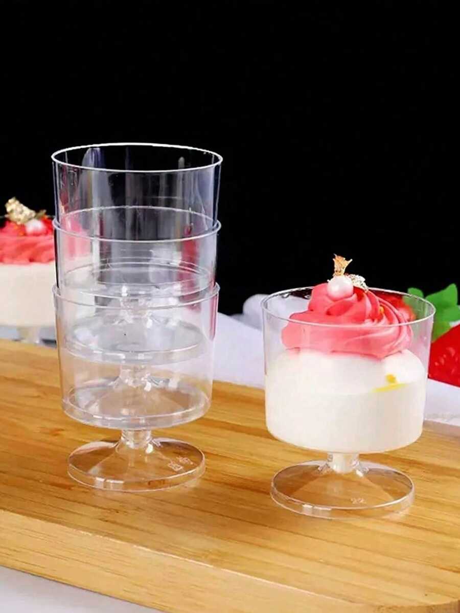 10/20 piezas Mini tazas de postre, tazas de vidrio transparente, mini tazas de mousse de pastel de helado, tazas de degustación para fiestas, bodas y cumpleaños - Multicolor - Ver 1