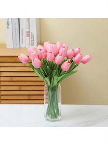 1/3/10/20pcs Lifelike Velvet Tulip Flower Bouquet, Suitable For Wedding, Room, Home, Hotel, Party, Events, Valentine's Day, New Year Gift, Birthday Gift, Graduation Gift - Baby Pink - View 8