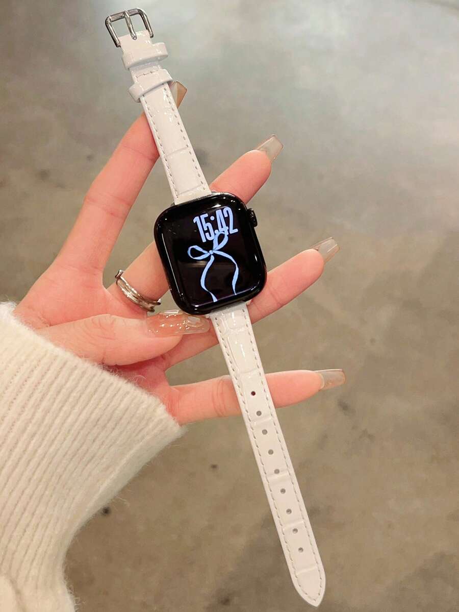 时尚品牌 D 字母金属装饰软皮表带，兼容 46mm 38mm 40mm 41mm 42mm 44mm 45mm 49mm，优雅女士珍珠色真皮替换表带，适用于 Series 11 10 9 8 7 6 5 SE Ultra 2，时尚配饰，圣诞节和情人节礼物之选。