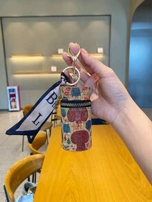 复古木纹圆形口红盒装饰，丝巾图案 - 时尚便携钥匙扣小包（图案随机），手拿包，钱包，女士小钱包，迷你钱包，零钱包，女士钱包，钱包，钥匙扣零钱包，旅行必备，夏季节日，毕业典礼，教师节礼物，生日礼物，母亲节礼物 - 彩色 - 查看 19