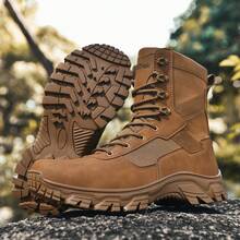 1 par de zapatos para senderismo/trekking para hombres, botas para camping al aire libre, botas de desierto, botas de para trabajo, botas tácticas militares ligeras y antideslizantes, duraderas, cómodas y de alta, nuevos zapatos de montañismo de moda delta, botas militares para entrenamiento en el campo de batalla, botas altas para montar y cazar - Marrón - Ver 12