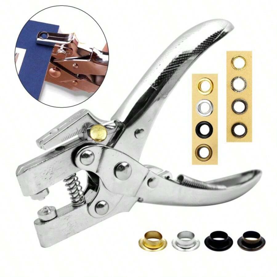 Metal Punching Tool Set, Including Grommets, Professional Multifunctional Artificial Leather Punching Tools, Suitable For Punching Belts, Metal Rings, DIY Leather Crafts, Eyelets, Binding Machines, Labels, A4 Paper, Hanging Ropes, Multi-Purpose Office Punching Tools
