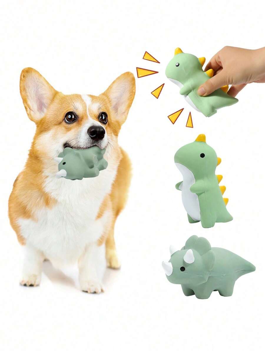 Dinosaur Pet Latex Chew Toy, Teeth Cleaning Squeaky Toy To Relieve Boredom For Teddy, Poodle And Other Small Dogs