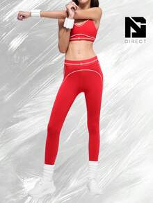 Airbrush High-Waist 7/8 Heart Throb Legging - Bright Red/White - View 3