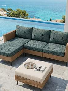 1 chiếc vỏ gối sofa bằng lụa in họa tiết vân đá cẩm thạch màu xanh lục bảo, độ co giãn cao, chống bụi, có thể giặt được, phù hợp cho ban công, sân vườn, hồ bơi và nhiều dịp khác, bán lẻ từng chiếc. - Nhiều màu - Xem 3