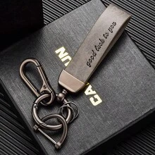 Universal Custom Car Leather Keychain - "Good Luck To You" Engraved Design, Durable PU Leather + Zinc Alloy Hardware, Personalized Customization, Universal Fit For Car & Home Keys, Portable Anti-Loss Accessory, Available In Black, Brown And Grey - A - View 13
