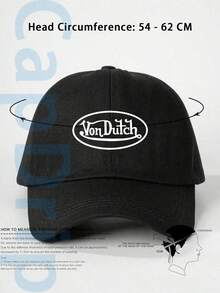Black 1pc Unisex Von-Dutchs Print Baseball Cap, Hat, Curved Brim, Dad Cap.Suitable Daily Use And Outdoor Activities.Outdoor Adjustable Cap.Spring-Summer Travel, Tourism, Beach Vacation Hat. - Trắng 2 - Xem 3
