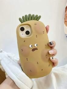 柔软硅胶土豆图案手机壳，兼容 17 Pro Max、16、15、14 Pro、13，可爱独特的设计 - 卡其色 - 查看 8