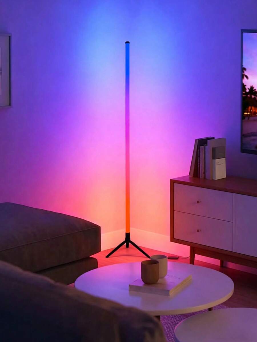 LED Floor Lamp, Suitable For Room, Living Room, Office, Bar, Music Hall, Smart RGB Corner Floor Lamp, Romantic Atmosphere, Remote Control, Stepless Dimming & Music Rhythm Ambiance Nightlight