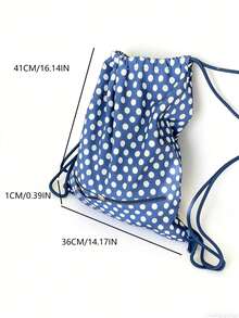 Back To School Korean Niche Design Ins Commute & Outing Daily Shopping Drawstring Backpack, Large Capacity Foldable Backpack For Female College Students - Blue - View 6