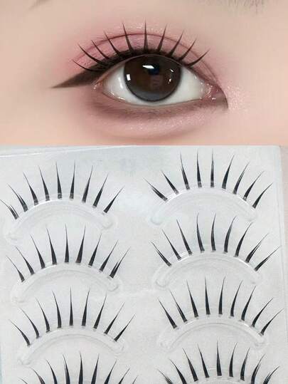 5对偶像团体假睫毛，A型卡通恶魔自然日常日系少女cosplay妆容透明轻盈睫毛