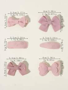 12pcs 2026 Bow & Heart Shaped Waffle Knit Hair Clips, Gentle Style Hair Accessories - Mixed color - View 10