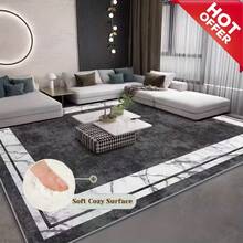Alfombras de área lavables para interiores, disponibles en múltiples tamaños, alfombra rectangular de terciopelo grande para sala de estar, alfombra suave resistente a las manchas y al agua, fácil de limpiar, con borde de mármol moderno en negro y blanco para dormitorio, cocina, patio, terraza, remolque, pasillo, jardín, decoración del hogar - A - Ver 15