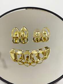 1 Set Hollow Circular Zirconia Heart Tooth Jewelry Set, Unisex Personalized Daily Wear, Music Festival, Party Accessories, Holiday Gift - Multicolor - View 13