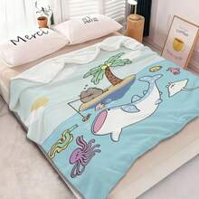 1pc Pusheens Cartoon Cat Plush Flannel Blanket - Soft All-Season Throw With Playful Cat & Heart Print, Multi-Use For Sofa, Bed, Office, Outdoor - Machine Washable, Perfect Gift For Friends & Family, Cute Blanket, Cozy Home-280gsm - multicolour 15 - 查看 6