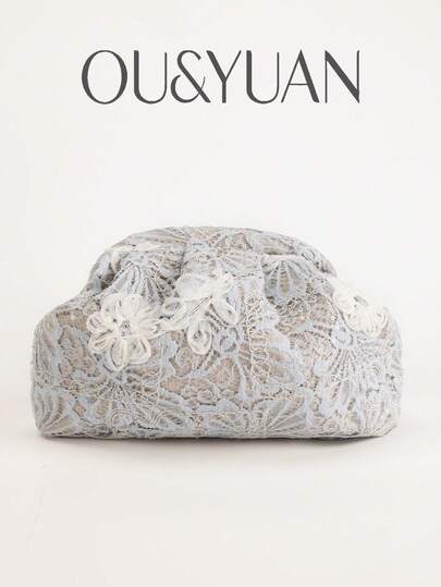 1 件女士优雅白色蕾丝手拿包，花卉刺绣晚宴手提包，新娘婚礼手拿包，适合派对、度假、日常使用，是情人节和母亲节的理想礼物