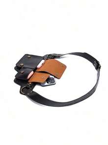 Punk Style Vintage PU Leather Waist Bag - Fanny Pack For Outdoor Sport And Travel, Retro Inspired Bag For Women - màu đen - Xem 7