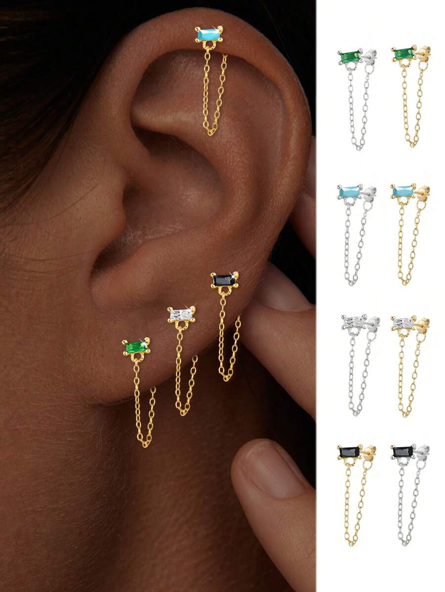 1 pieza Pendientes de borla de plata de ley S925 - Diseño multicapa, versátil para uso diario y vacaciones, regalo ideal para novia, mamá y hermana - soltero - Ver 1