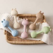 Cute Rabbit Rattle Toy, Bendable Non-Slip Handle With Multi-Texture, Sensory Development Aid, Easy To Clean, Parent-Child Interaction & Stress Relief Toy, Newborn Gift - Multicolor - View 5