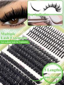 200D Cartoon Style False Eyelash Cluster Set, Includes DIY Eyelash Tips, Length 10-18mm, Create Thick Curly Individual False Eyelashes, With Eyelash Glue And Tweezers, 500pcs Cluster False Eyelashes Set, Individual Fake Lashes, Curly Synthetic Eyelash Kit, Eyelash Strips, Includes Eyelash Glue And Sealer, Personal Eyelash Tweezers And Eyelash Brush For DIY Eyelash Extension Kit - 彩色 - 查看 3