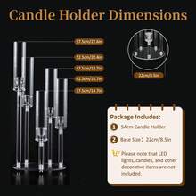 1pc Acrylic Candelabra Candle Holder Centerpiece For Tables Wedding,Clear 5 Arm Candle Stick In Bulk For Party,Brithday,Halloween,Christmas Candelabros Para Centros De Mesa(22Inches) Fit 0.8 LED Candle - 透明 - 查看 3