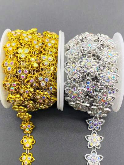 1pc 5-Pointed Star Rhinestone Decorative Chain, Suitable For DIY Sewing Decoration On Dance Costumes