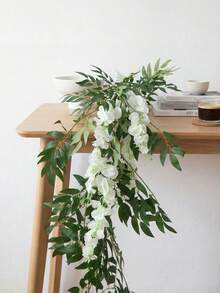 1pc Eucalyptus & Cherry Blossom Vine, Suitable For Spring & Summer Decor, Room, Bedroom, Wedding, Tabletop, Furniture, Staircase Wrapping - Beige - View 5