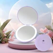 LED 化妝鏡，發光化妝鏡，便攜式迷你化妝鏡，250mAh USB 充電式 LED 旅行化妝鏡，緊湊型發光化妝鏡，可調節亮度與放大倍率的折疊化妝鏡，觸控螢幕亮度控制，多功能迷你化妝鏡，可調光放大折疊化妝鏡，3 種照明模式－白光、自然光與暖光，適合作為假期與聖誕禮物送給家人和朋友 - 彩色 - 查看 17