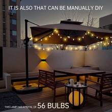 1PC, 50LED Battery Powered 8 Modes Remote Control LED Umbrella Lights Patio Umbrella String Lights Outdoor Umbrella Pole Lights DIY White Ball Fairy Lights Wireless Umbrella Lights For Patio Backyard Garden Camping Tent (Without Battery) - Đèn LED String Light - Xem 10