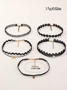 5pcs/Set Girls' Butterfly & Pearl Necklace Jewelry Set - Black - View 5