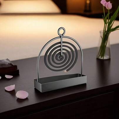 2pcs Modern Geometric Triangle Incense Coil Holder - Black Metal Art Sculpture | Multi-Functional Spiral Rack For & Aromatherapy, Bedroom & Office Decor