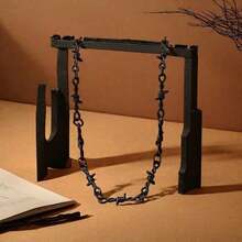 1pc Niche Retro Thorn Necklace, Thorn Clavicle Chain National Fashion Pants Chain, Hip-Hop Street Cool Punk Necklace For Men And Women - 銀色的 - 查看 4