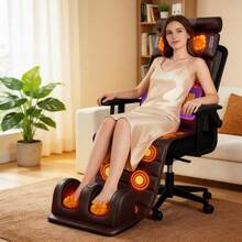 HanTai Complete Set Of Large Gray Full-Body Heating Massager Featuring Two Styles Of Velvet Fabric, Including A Neck And Foot Device Along With A Massage Headrest, Lumbar Mat, Timer, And A Comfortable, Durable Design With A Non-Slip Base - US A Type Plug(110-127V) - View 4