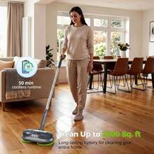 Cordless Electric Mop With Spray & Detachable Water Tank, Lightweight Electric Spin Mop With Headlights For Hardwood Tile Laminate Floors, Long-Lasting Battery, Self-Propelled Floor Cleaner - Xám đậm - Xem 6