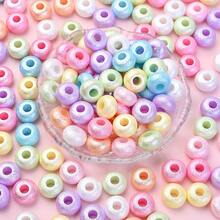 30/50pcs 8x14mm Acrylic Pearlized Crinkled Wheel Beads - Iridescent Textured Large Hole Spaced Beads For DIY Jewelry Making, Bracelets, Necklaces, Mobile Phone Chain, Earrings & Beaded Crafts - Random Color - View 5