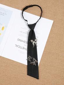 1 pieza Corbata de mujer de moda casual con decoración de mariposa de metal ajustable, adecuada para la calle, fiestas, banquetes, atuendos personalizados, festivales y viajes - Multicolor - Ver 2