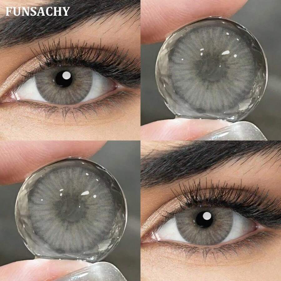 FUNSACHY 1 Pair Of Blue Soft Contact Lens, Annual Use Eye Makeup Contact Lens, Eye Makeup Contact Lens, 1 Year Use Period, Suitable For Daily Wear And Carry Around