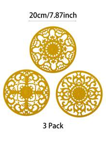 3pcs Traditional Silicone Heat Resistant Pads (20cm/7.87in, 16cm/6.3in) - Non-Slip Heat Resistant Kitchen Mats For Countertop And Tabletop - Kitchen Trivets For Hot Dishes And Cookware - Hot Pot Holders For Pots And Pans - View 11