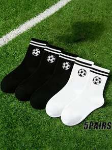 1双男士足球中筒袜，条纹运动休闲袜，透气吸湿足球跑步训练袜 - 彩色 - 查看 12