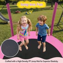 MERAX [Without Basketball Hoop] 5.5 FT Kids Trampoline With Safety Net, Indoor Outdoor Toddler Trampoline With Enclosure, U-Shaped Stable Legs, Foam Padded Poles, Mini Trampoline For Kids, Pink - 粉色 - 查看 5
