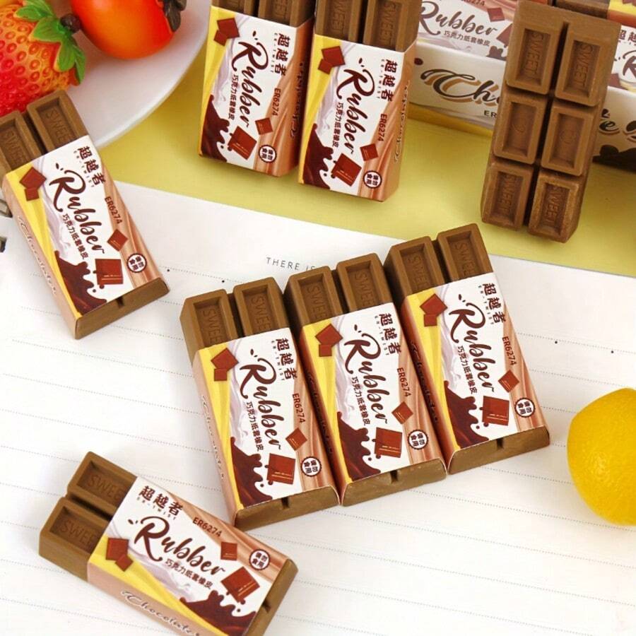 Bộ 5 cục tẩy hình sô cô la, đồ dùng văn phòng phẩm sáng tạo, cục tẩy bút chì tiện dụng, món quà ấm áp, đồ dùng học tập thú vị cho năm học mới (không ăn được)
