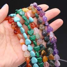 1pc Natural Stone Heart-Shaped Semi-Precious Beads For Jewelry Making - Heart-shaped Beads - View 2