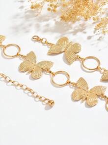 1 chiếc dây đeo eo thời trang đa năng tối giản hình tròn rỗng và bướm 3D, dây đeo eo hình bướm 3D và hình tròn sáng tạo phù hợp cho nữ giới khi mặc hàng ngày, đi nghỉ mát và dự tiệc. - Vàng - Xem 3